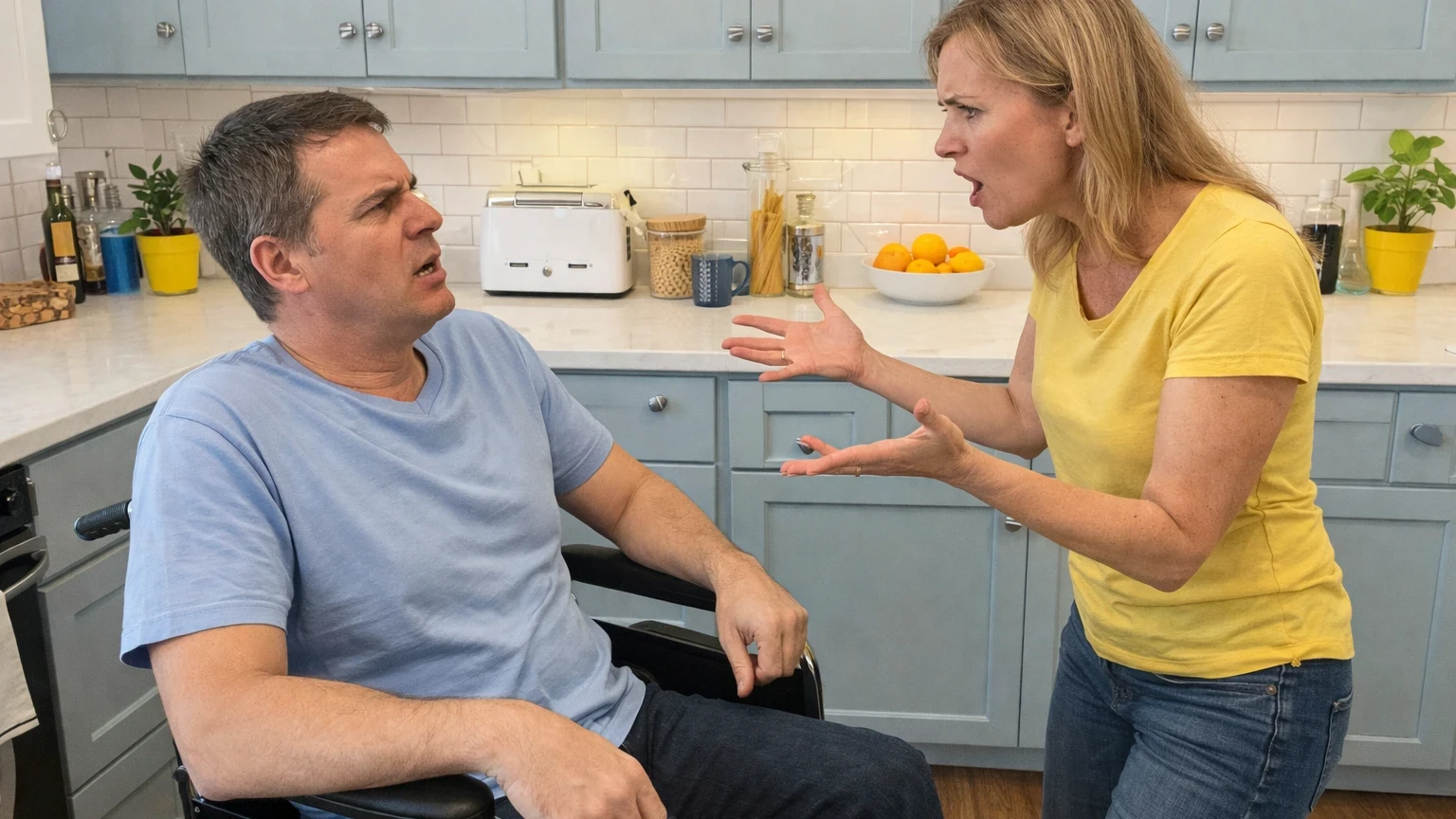 couple arguing in kitchen | AI-generated image