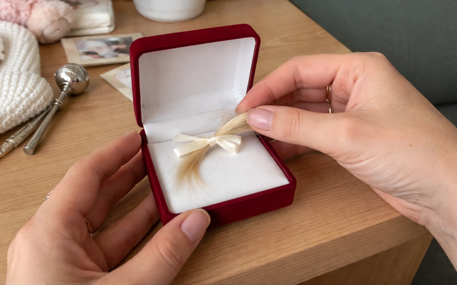 Lock of hair in a box | AI-generated image