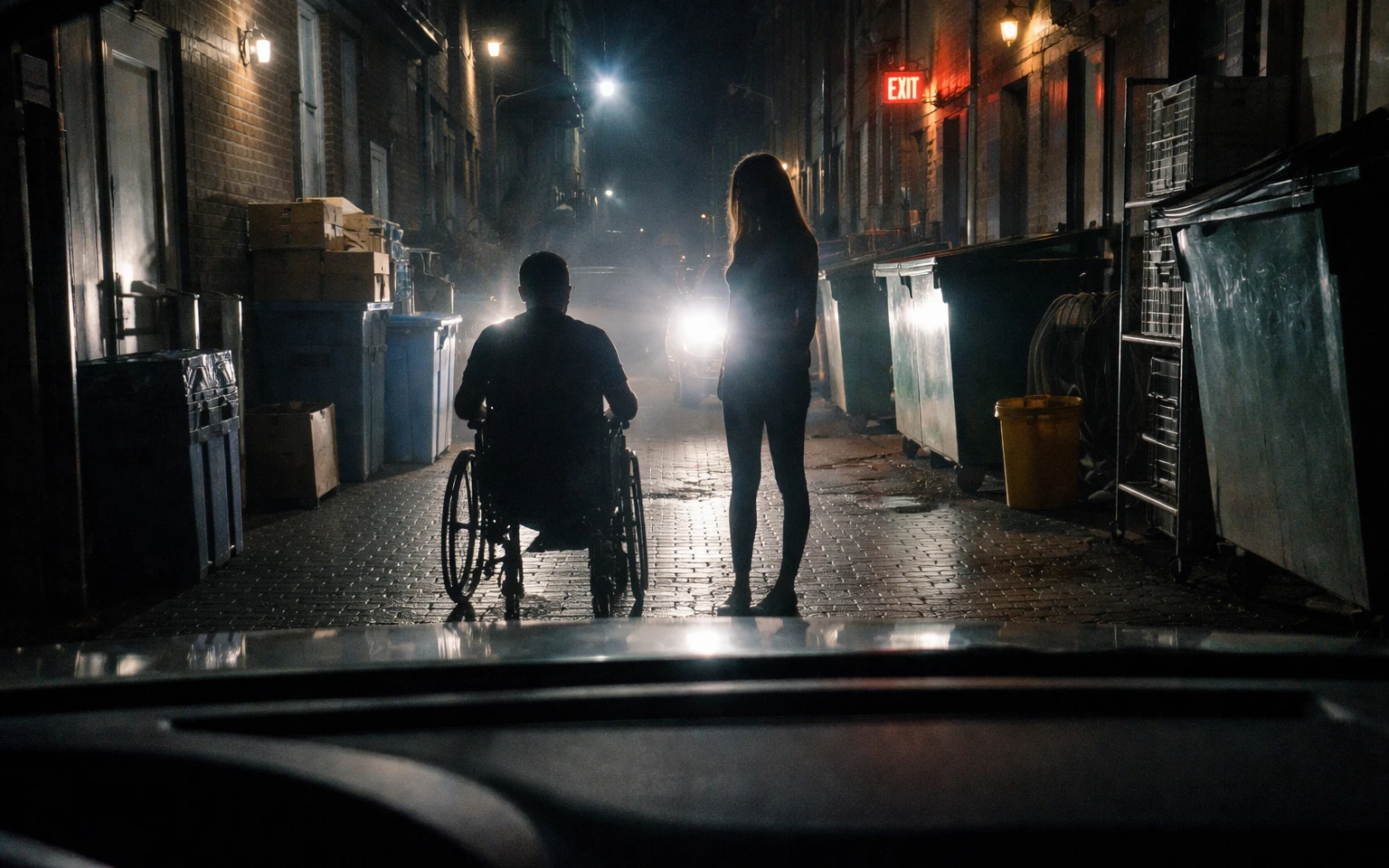 Man and woman in a dark alley | AI-generated image