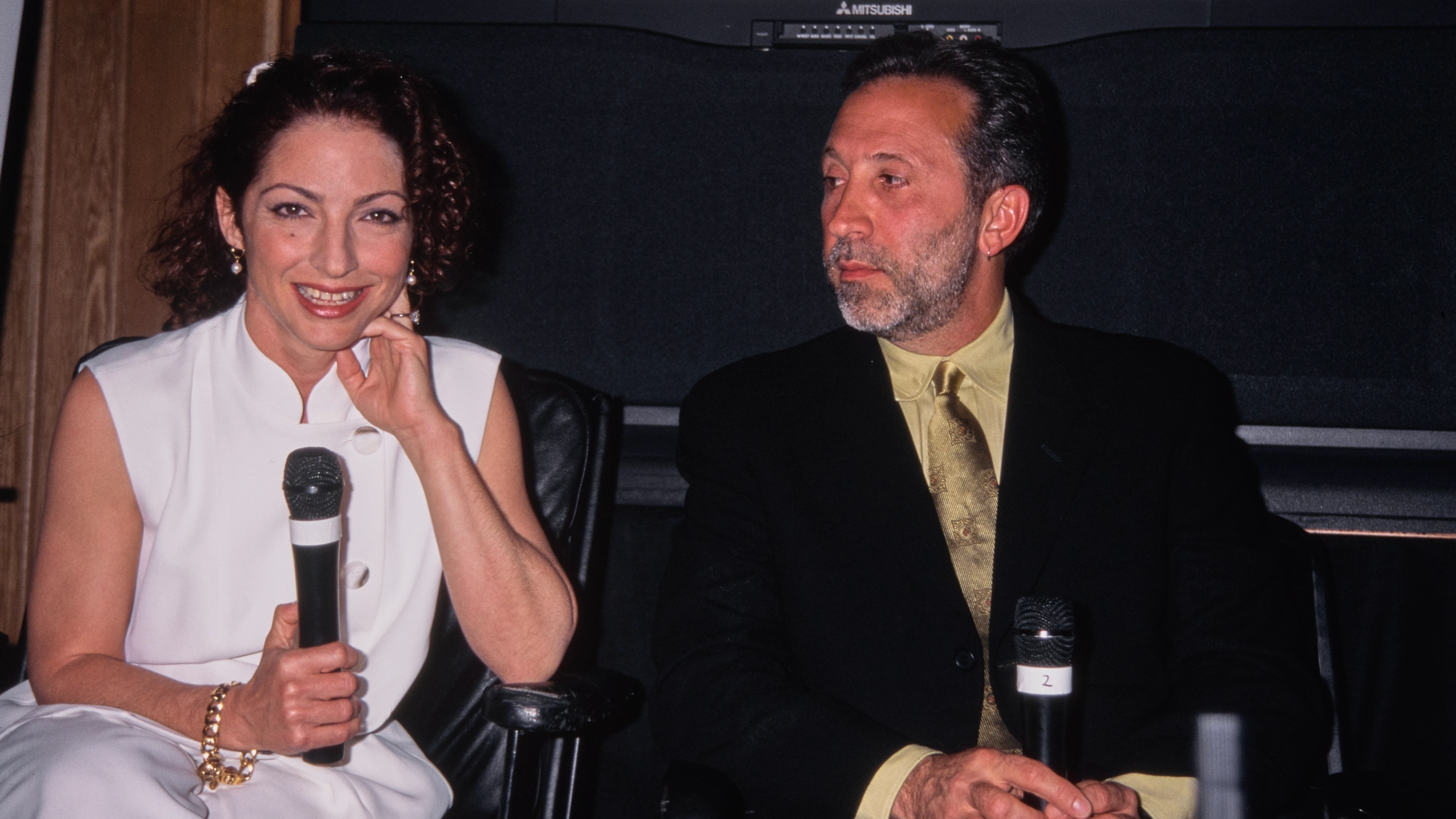 Gloria and Emilio Estefan at the 'EMI Latin Records Release Party for U.S. Olympic Team' event at Capitol Records Studios in Hollywood, California. Source:Getty Images