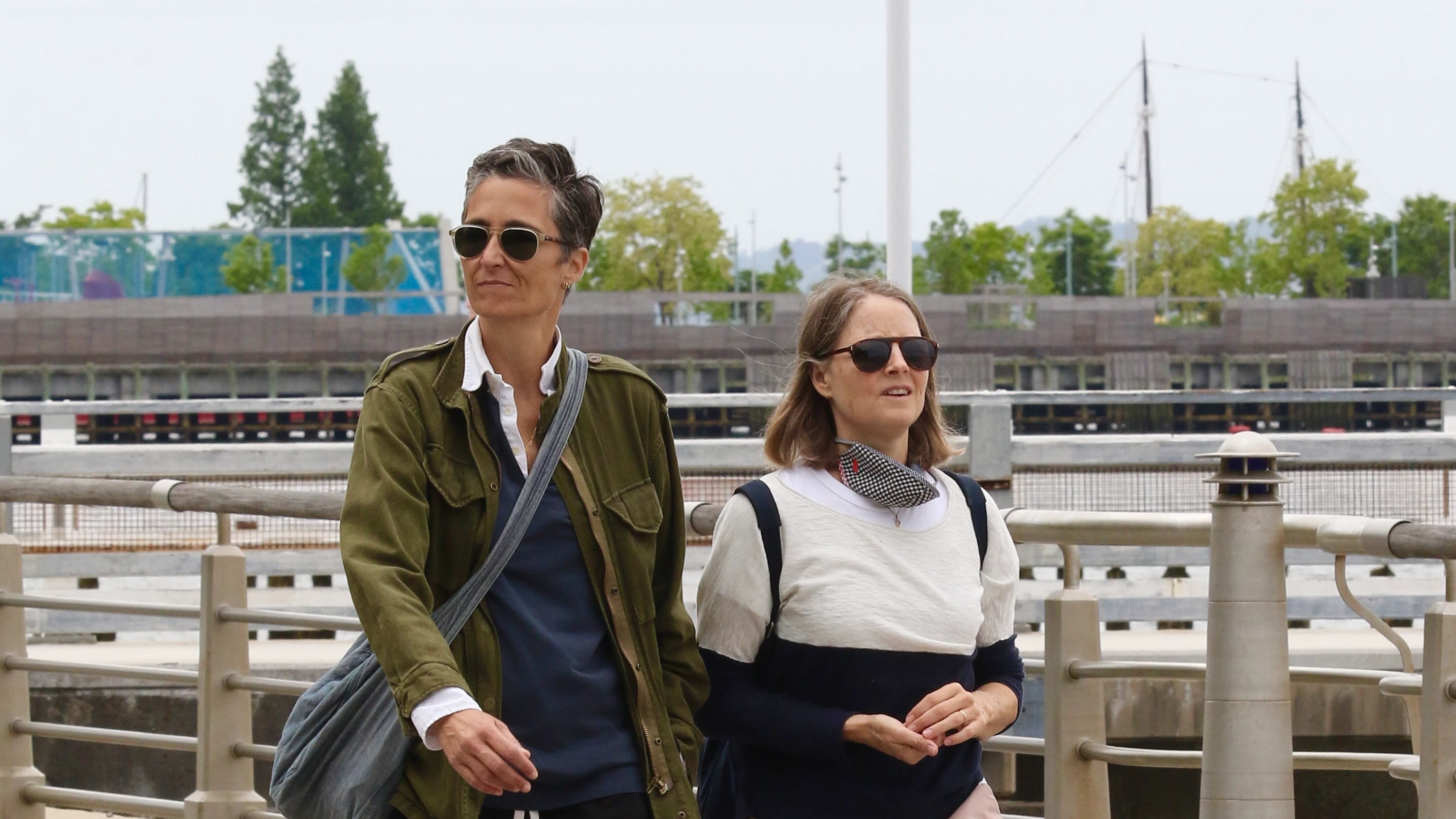 Alexandra Hedison and wife Jodie Foster are seen in New York City on May 24, 2021. Source: Getty Images
