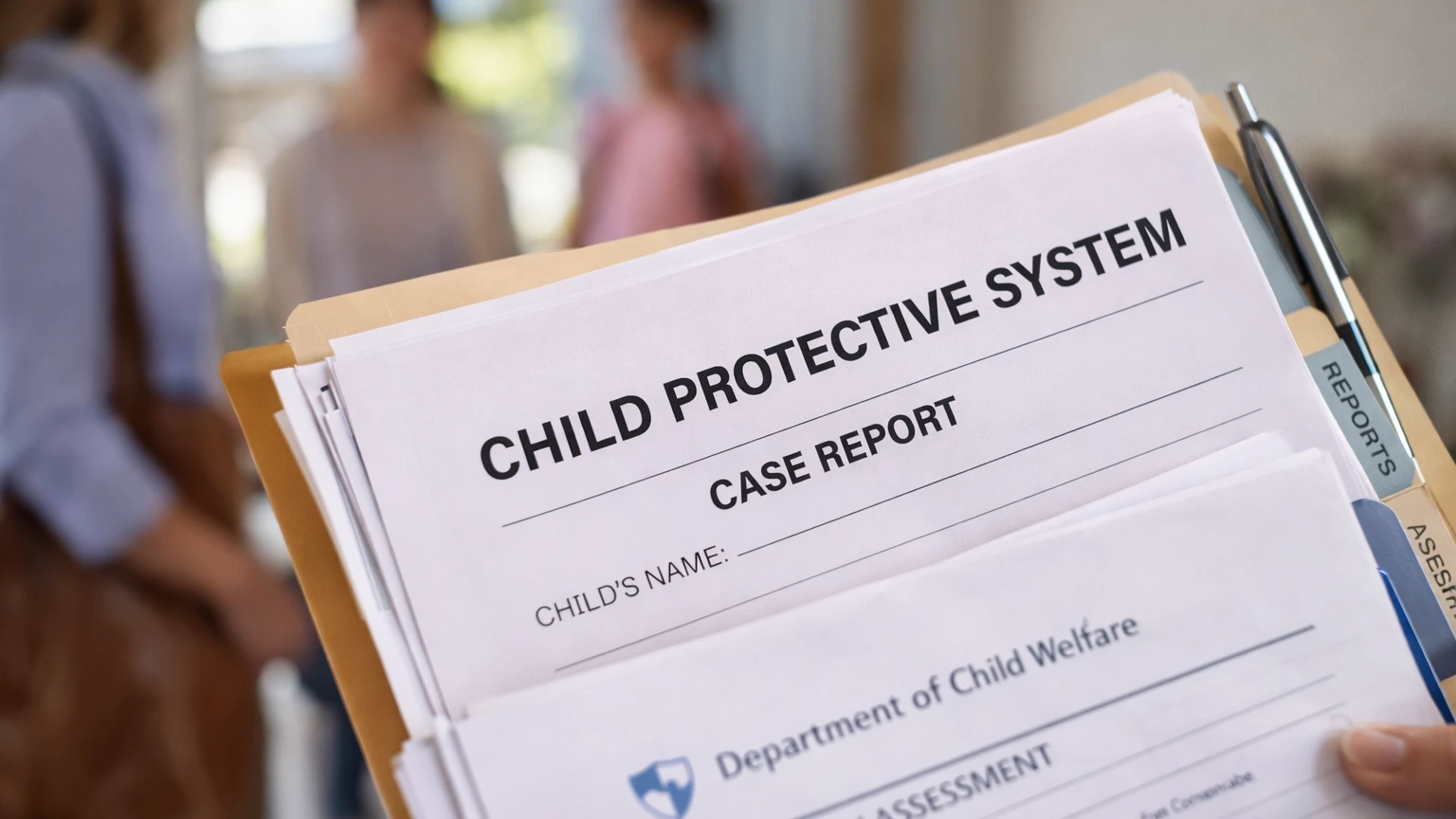 Child protective services case report on clipboard | AI-generated image
