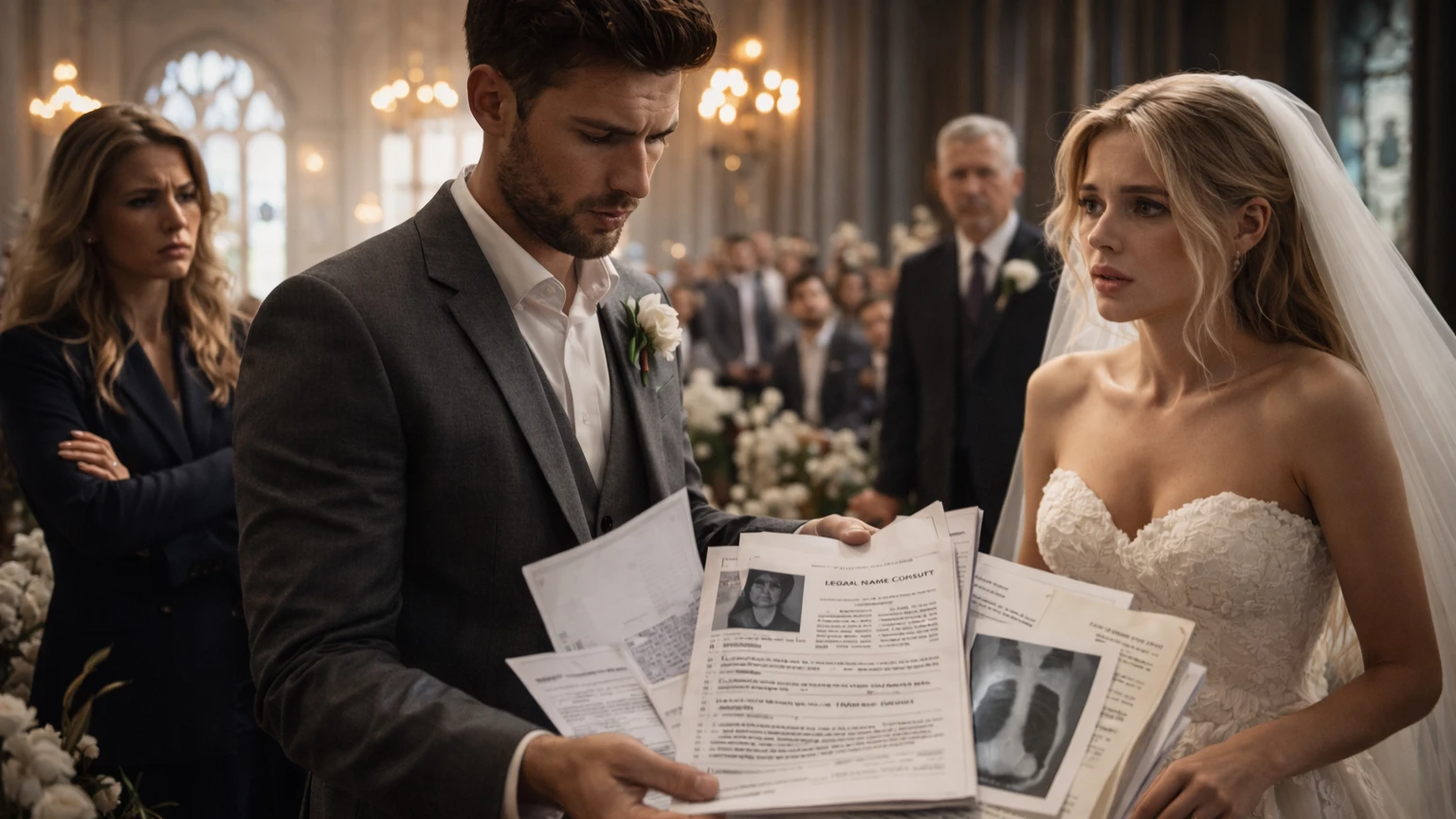 The groom viewing papers | AI generated image