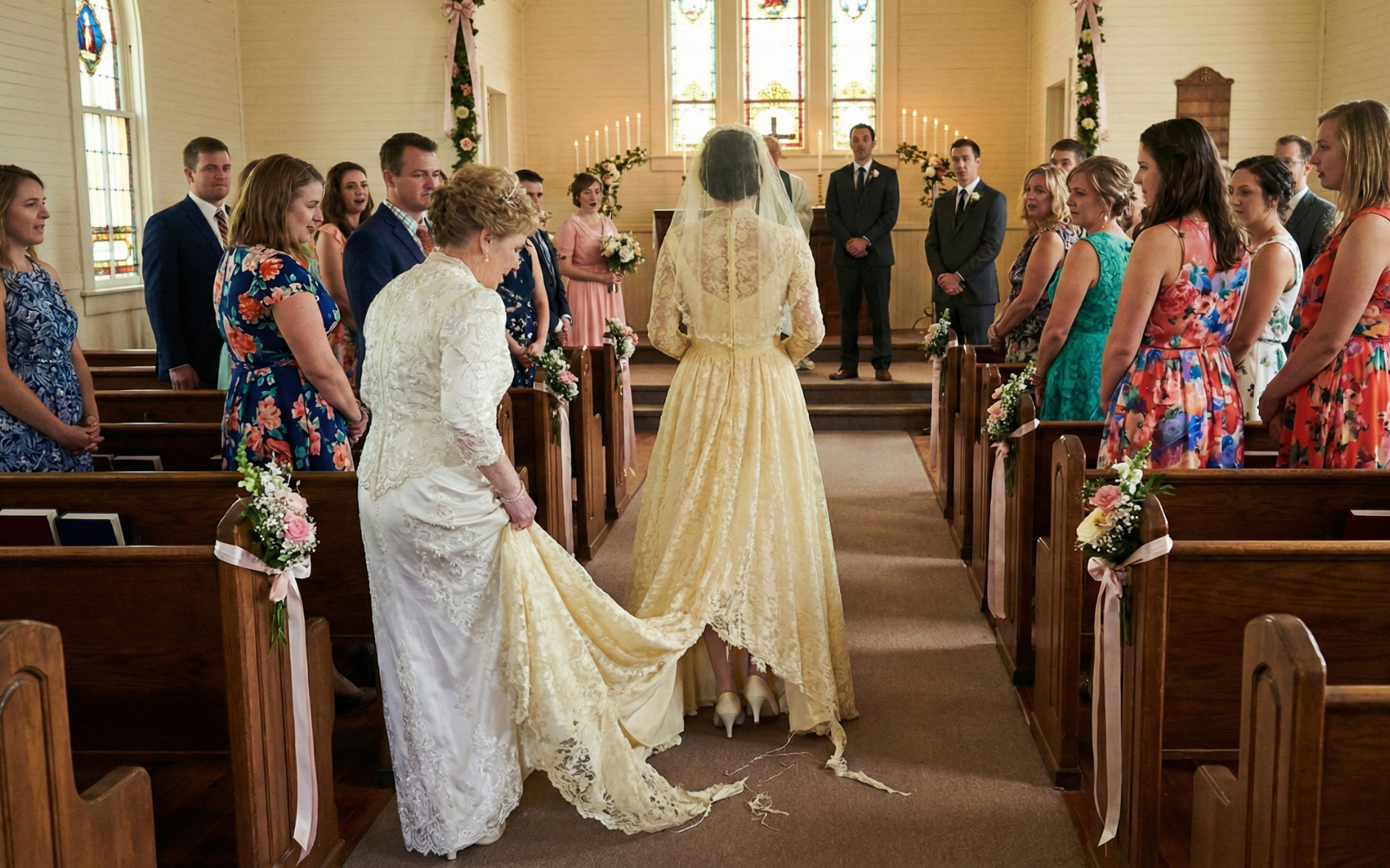 My mother-in-law didn't just crash my wedding. She walked down the aisle wearing my dress while I watched from the back of the room.